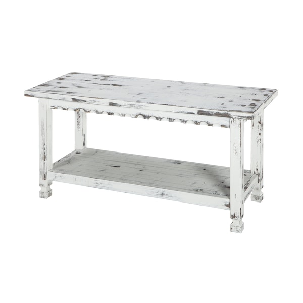 Alaterre Furniture Country Cottage Bench, White Antique Finish ACCA03WA - main